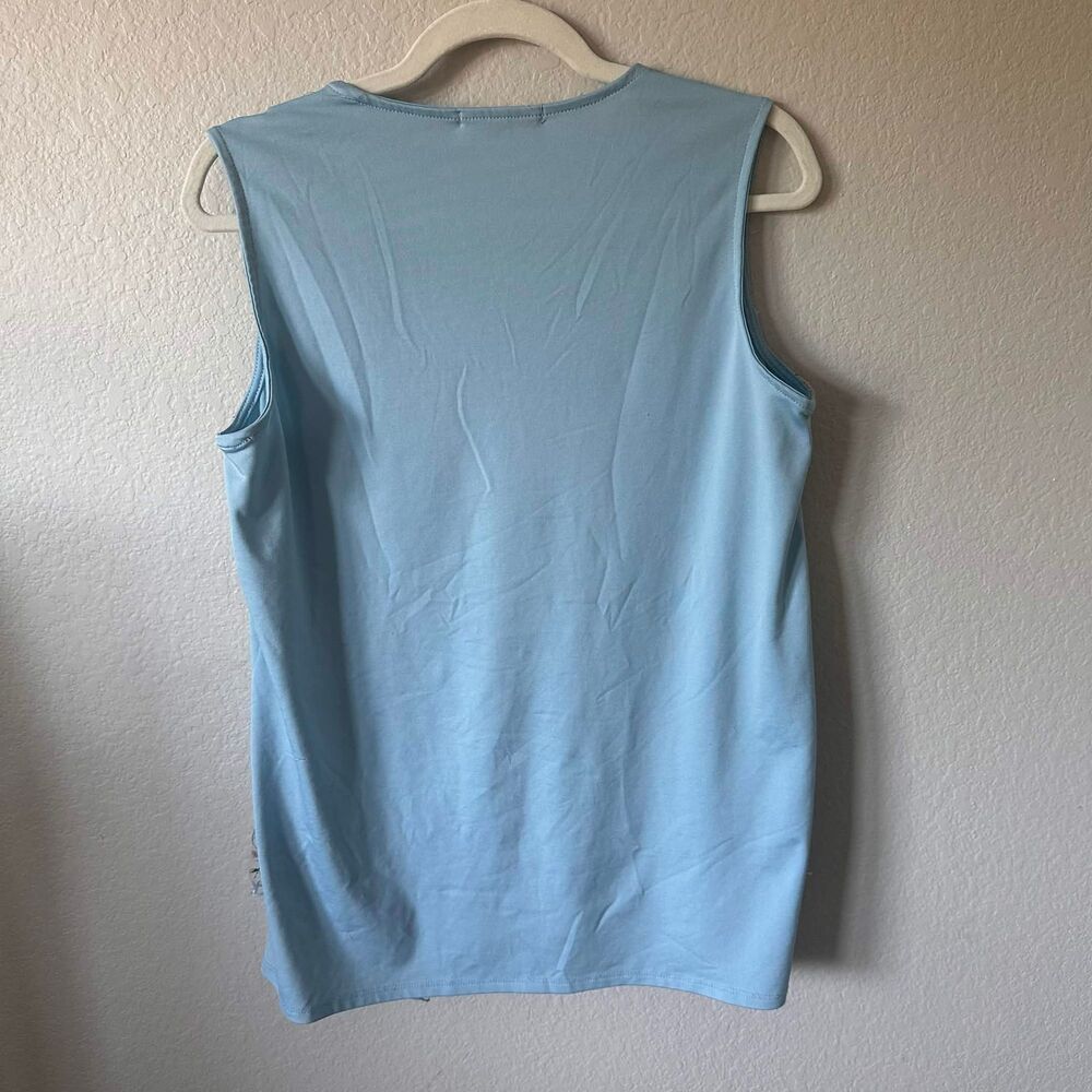 Mesh+Lace Blue Floral Embroidered Mesh Overlay Tank Top-Size M-Fairycore Cottage - Picture 4 of 8